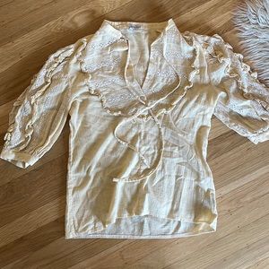 Yellow vintage ruffled blouse - sz 40
